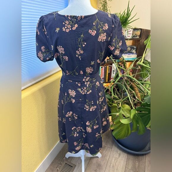 Modcloth x Princess Highway - Navy Floral Bee Dress 🐝 Size 14 Belted - Picture 2 of 7